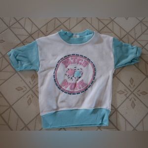 Vintage '80s toddler girl t shirt blue white 18-24 months